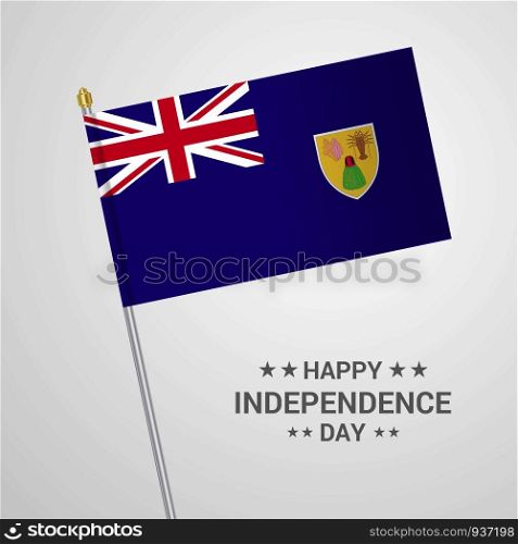 Turks and Caicos Islands Independence day typographic design with flag vector