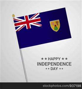 Turks and Caicos Islands Independence day typographic design with flag vector
