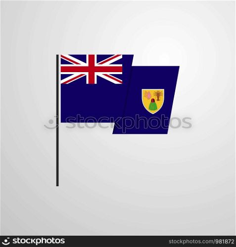 Turks and Caicos Islands waving Flag design vector
