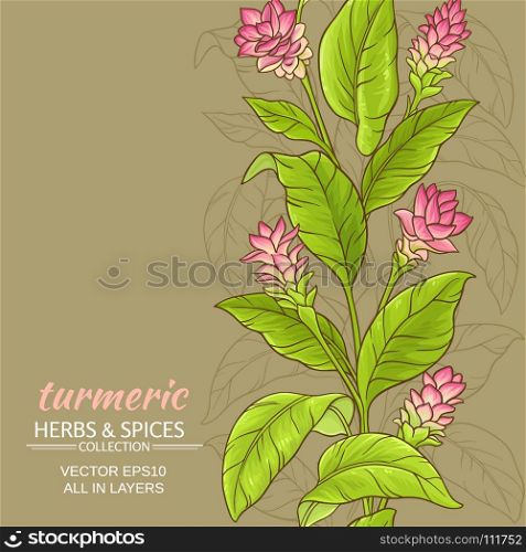 turmeric flower background. turmeric flowers vector pattern on color background