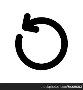Turn black glyph ui icon. Refresh page. Rotating arrow. Counter clockwise. User interface design. Silhouette symbol on white space. Solid pictogram for web, mobile. Isolated vector illustration. Turn black glyph ui icon
