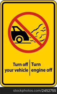 Turn Engine Off Sign On White Background