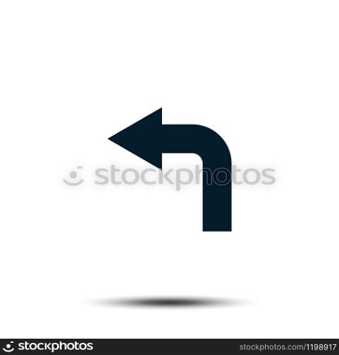 Turn Left Sign Icon Vector Logo Template. Arrow Pointer Flat Design
