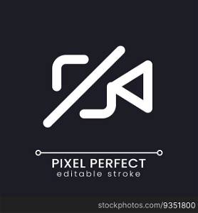 Turn off camera pixel perfect white linear ui icon for dark theme. Videotelephony. Vector line pictogram. Isolated user interface symbol for night mode. Editable stroke. Poppins font used. Turn off camera pixel perfect white linear ui icon for dark theme