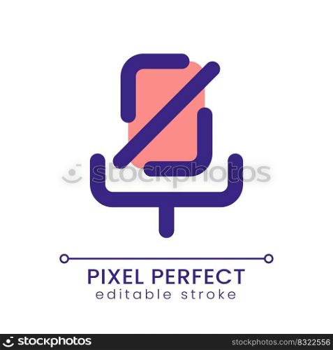 Turn off microphone pixel perfect RGB color ui icon. Do not record. Messenger. Simple filled line element. GUI, UX design for mobile app. Vector isolated pictogram. Editable stroke. Poppins font used. Turn off microphone pixel perfect RGB color ui icon