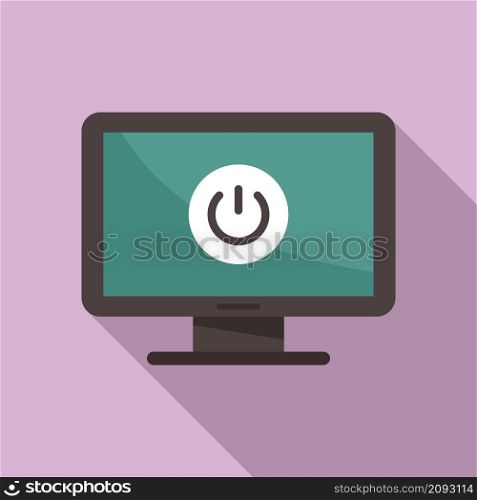 Turn off pc icon flat vector. Computer button. Shutdown pc. Turn off pc icon flat vector. Computer button