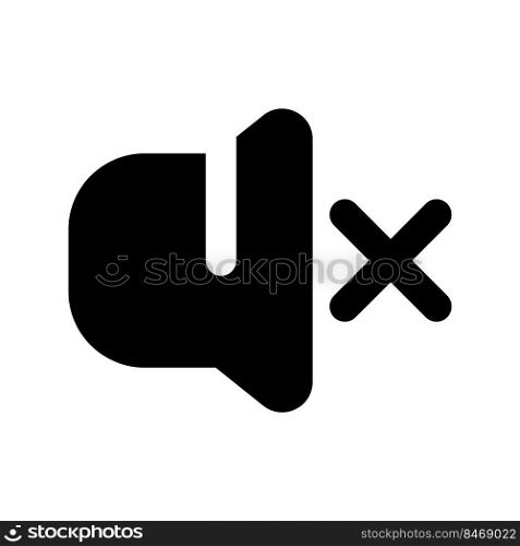Turn off sound black glyph ui icon. Silent mode. Mute ringer. Alert option. User interface design. Silhouette symbol on white space. Solid pictogram for web, mobile. Isolated vector illustration. Turn off sound black glyph ui icon