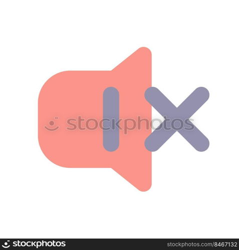 Turn off sound flat color ui icon. Silent mode. Mute ringer. Alert option. Crossed out bell. Settings. Simple filled element for mobile app. Colorful solid pictogram. Vector isolated RGB illustration. Turn off sound flat color ui icon