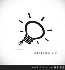 Turn on Creative light bulb concept, design for poster, flyer, cover or brochure. Business idea and education concept. Vector illustration