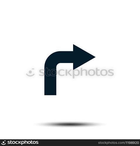 Turn Right Sign Icon Vector Logo Template. Arrow Pointer Flat Design