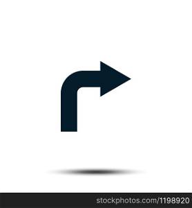 Turn Right Sign Icon Vector Logo Template. Arrow Pointer Flat Design