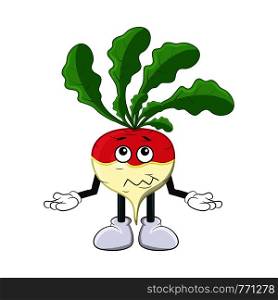 turnip confused cartoon character illustration isolated on white background