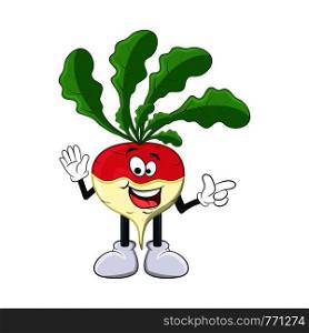 turnip happy cartoon character illustration isolated on white background