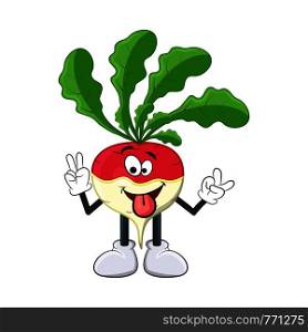 turnip happy cartoon character illustration isolated on white background
