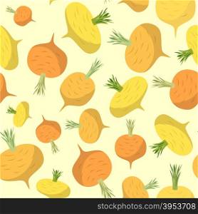 Turnip seamless pattern. Vegetable vector background ripe turnip&#xA;