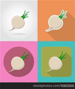 turnips vegetable flat icons with the shadow vector illustration isolated on background