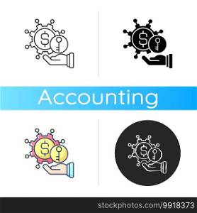 Turnkey finance functions icon. Successful business model. Provider assumes responsibility for all required setup. Linear black and RGB color styles. Isolated vector illustrations. Turnkey finance functions icon