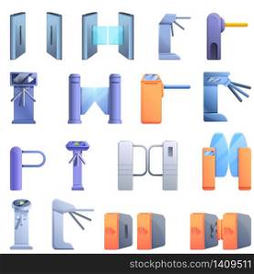 Turnstile icons set. Cartoon set of turnstile vector icons for web design. Turnstile icons set, cartoon style