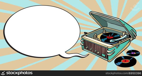 turntable comics, music and party. cartoon pop art illustration retro drawing. turntable comics, music and party