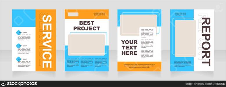Turquoise and orange blank brochure layout design. Accounting service. Vertical poster template set with empty copy space for text. Premade corporate reports collection. Editable flyer paper pages. Turquoise and orange blank brochure layout design