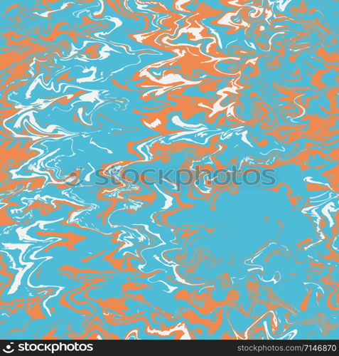 Turquoise and orange marbling effect swirls trendy background. For design cover, invitation, flyer, poster, business card, design packaging. Vector illustration.. Turquoise and orange marbling swirls.