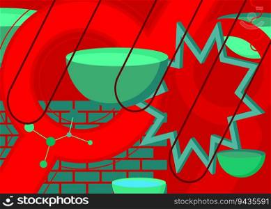 Turquoise and red graphic background illustration design. Vector with color geometric shapes backdrop.