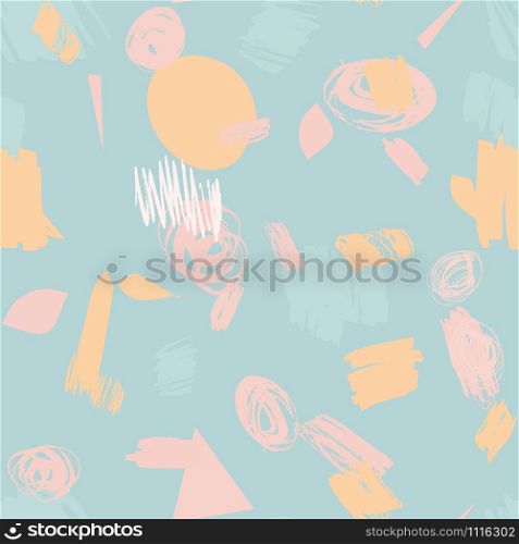 Turquoise background with abstract modern seamless pattern. Natural colorful shapes or blots. Design for wrapping paper, wallpaper, fabric print, backdrop. Vector illustration.. Turquoise background with abstract modern seamless pattern.