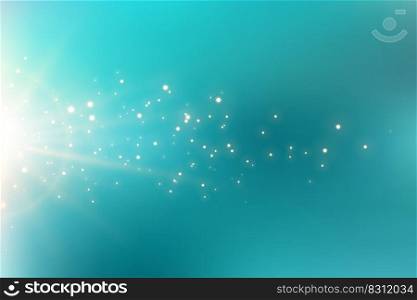 turquoise background with sparkling light flare effect