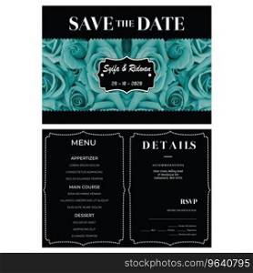 Turquoise black background wedding invitation Vector Image