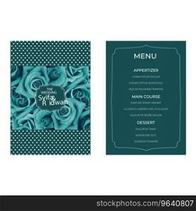 Turquoise flower wedding invitation template Vector Image