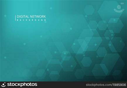 Turquoise Hexagon Digital Network Connection Internet Technology Background