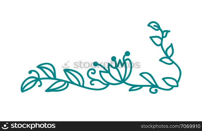 Turquoise monoline scandinavian folk flourish vector with leaves and flowers. Corners and dividers for Valentines Day, wedding, birthday greeting card.. Turquoise monoline scandinavian folk flourish vector with leaves and flowers. Corners and dividers for Valentines Day, wedding, birthday greeting card