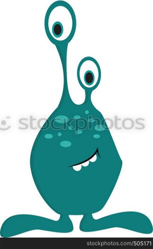 Turquoise monster with big feet vector illustration on white background.