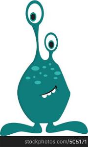 Turquoise monster with big feet vector illustration on white background.