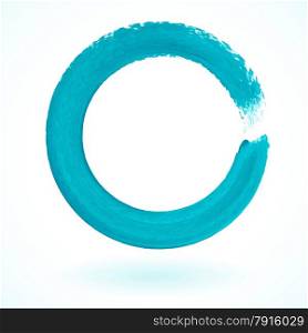 Turquoise paintbrush circle vector frame