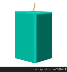 Turquoise rectangular candle icon. Cartoon illustration of turquoise rectangular candle vector icon for web. Turquoise rectangular candle icon, cartoon style