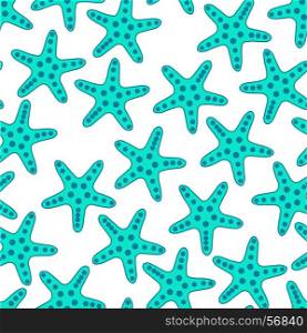 Turquoise starfish seamless pattern.Vector illustration
