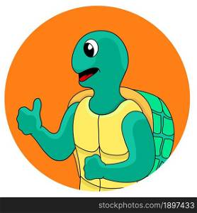 turtle cartoon character isolated inside circle