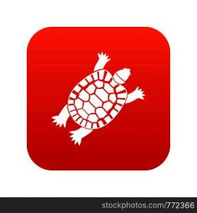 Turtle icon digital red for any design isolated on white vector illustration. Turtle icon digital red