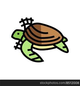 turtle in plastic net color icon vector. turtle in plastic net sign. isolated symbol illustration. turtle in plastic net color icon vector illustration