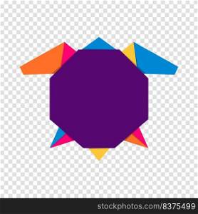 Turtle origami. Abstract colorful vibrant turtle logo design. Animal origami. Vector illustration