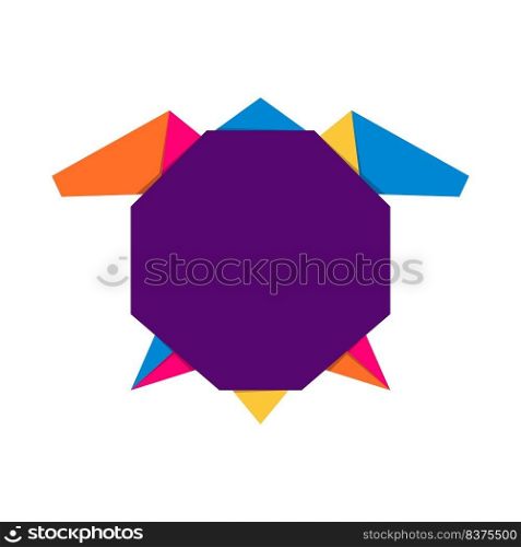 Turtle origami. Abstract colorful vibrant turtle logo design. Animal origami. Vector illustration