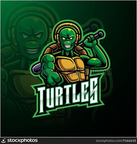 Turtle sport mascot logo design
