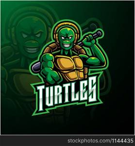 Turtle sport mascot logo design