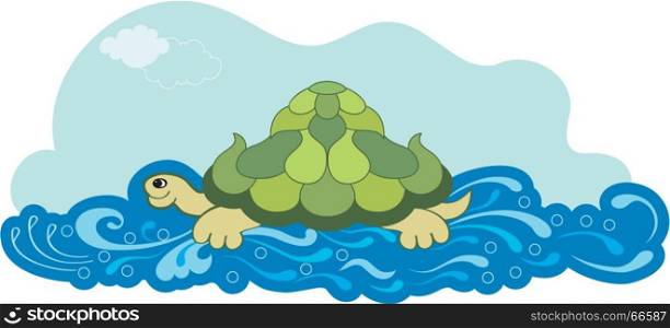 Turtle Swimming And Splashing Water Vector Art