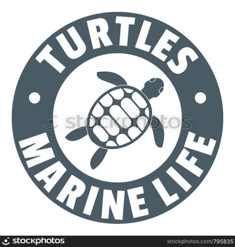 Turtles marine life logo. Simple illustration of turtles marine life vector logo for web. Turtles marine life logo, simple gray style
