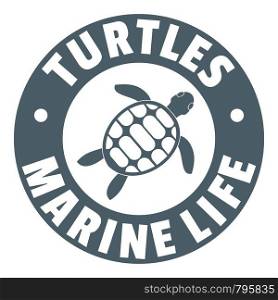 Turtles marine life logo. Simple illustration of turtles marine life vector logo for web. Turtles marine life logo, simple gray style