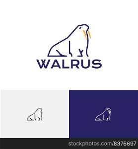 Tusk Walrus Animal Pole Wildlife Line Abstract Logo