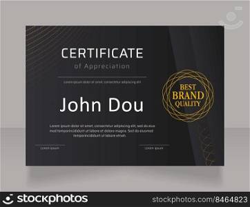 Tutor appreciation certificate design template. Vector diploma with customized copyspace and borders. Printable document for awards and recognition. Saira, Calibri Regular fonts used. Tutor appreciation certificate design template