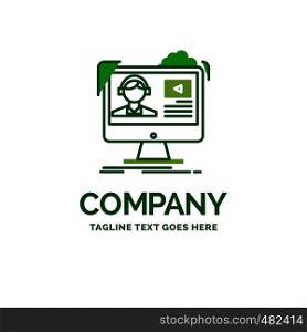 tutorials, video, media, online, education Flat Business Logo template. Creative Green Brand Name Design.